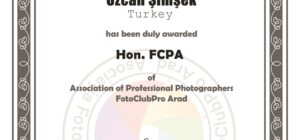 Association Foto Club Pro Arad tarafından Hon.FCPA unvanı verildi.
